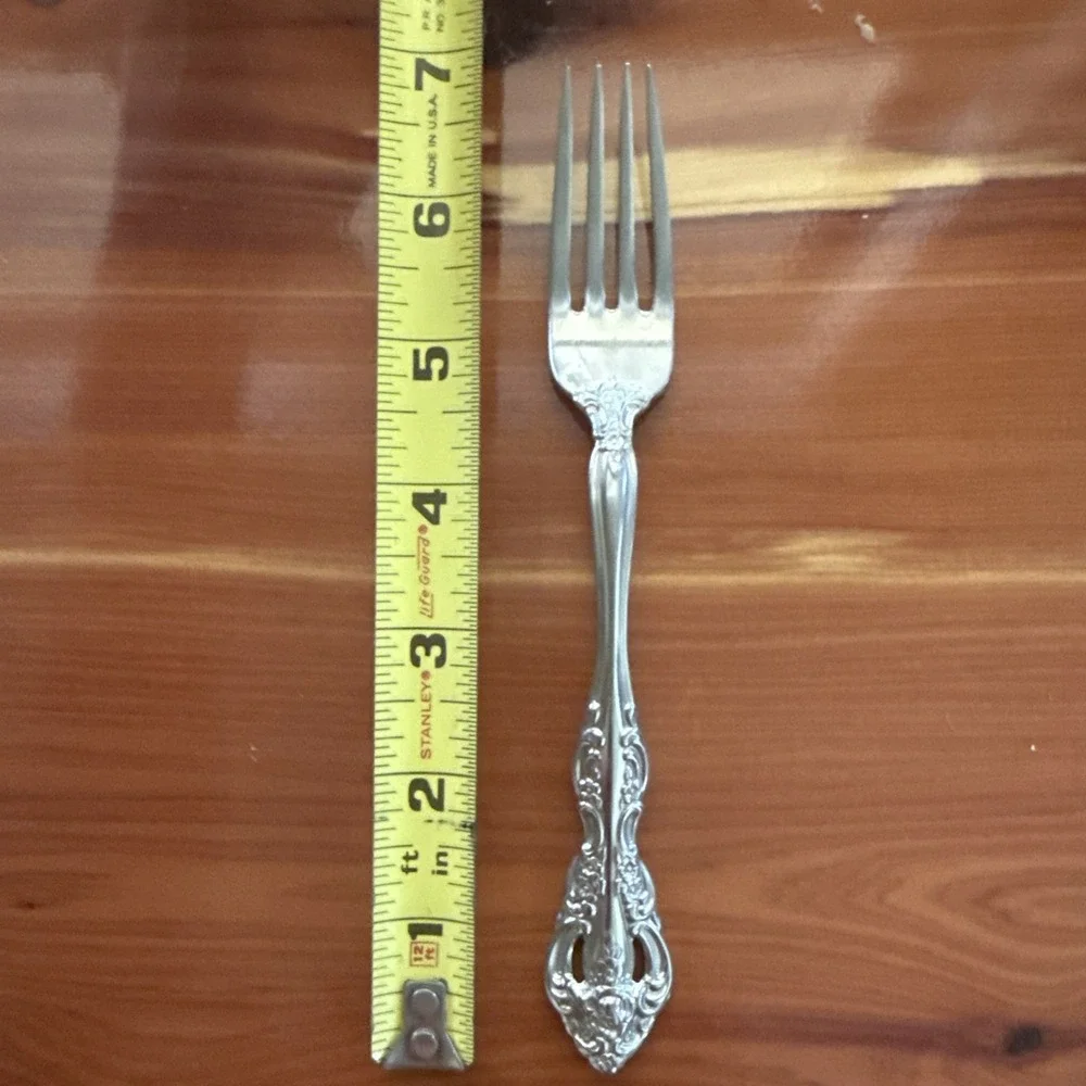3 Dinner Forks Cube Michelangelo Oneida Pierced Stainless 765 Floral 7 Inch